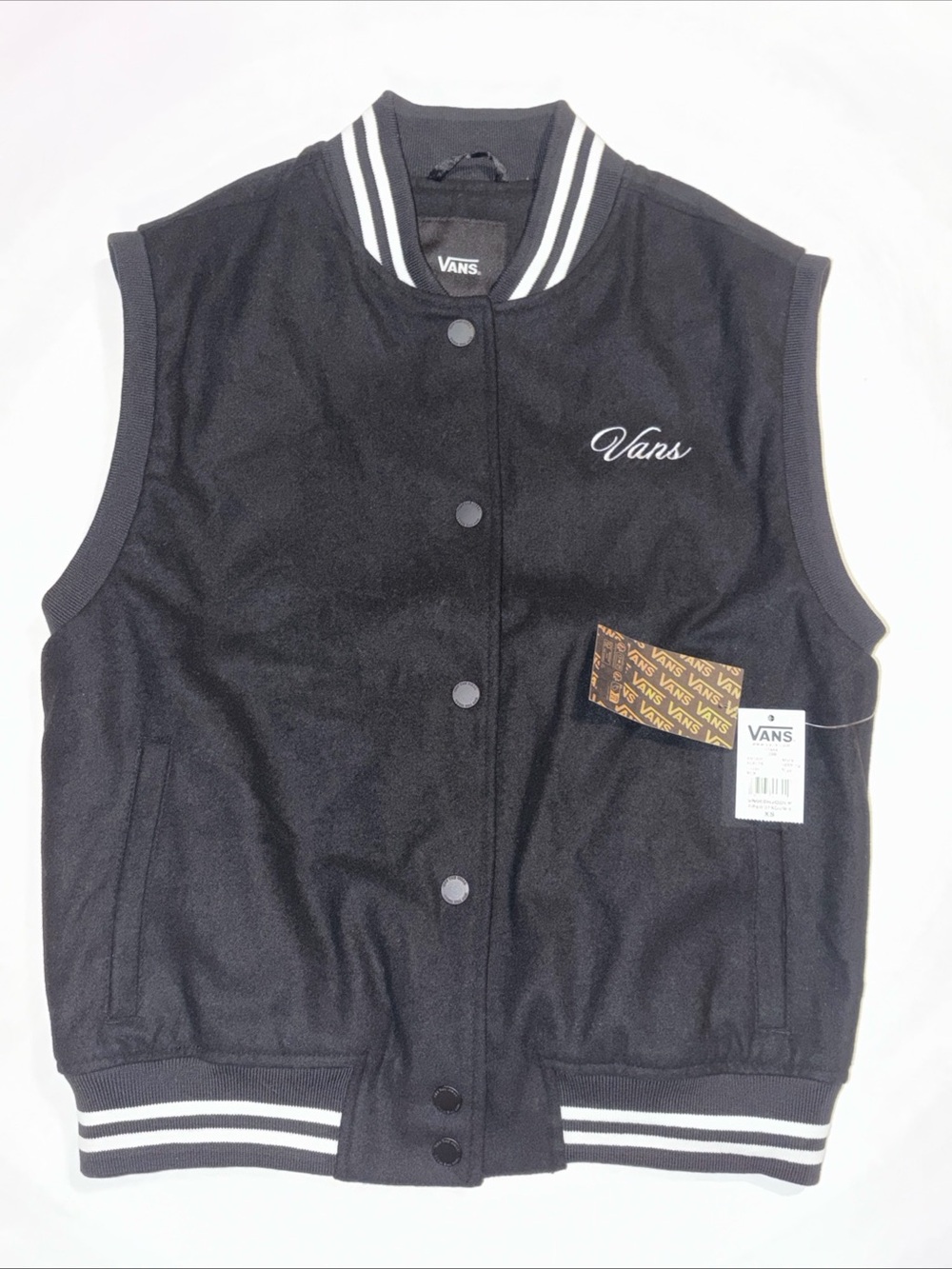 Vans Black Jacket with White Logo XS Women’s